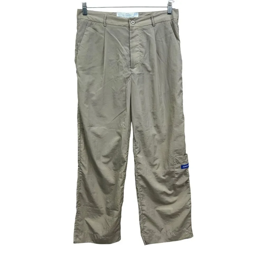 Jungles Mens Pants Straight Leg Pleated Slash Pockets Zip Fly Taupe Size M*
